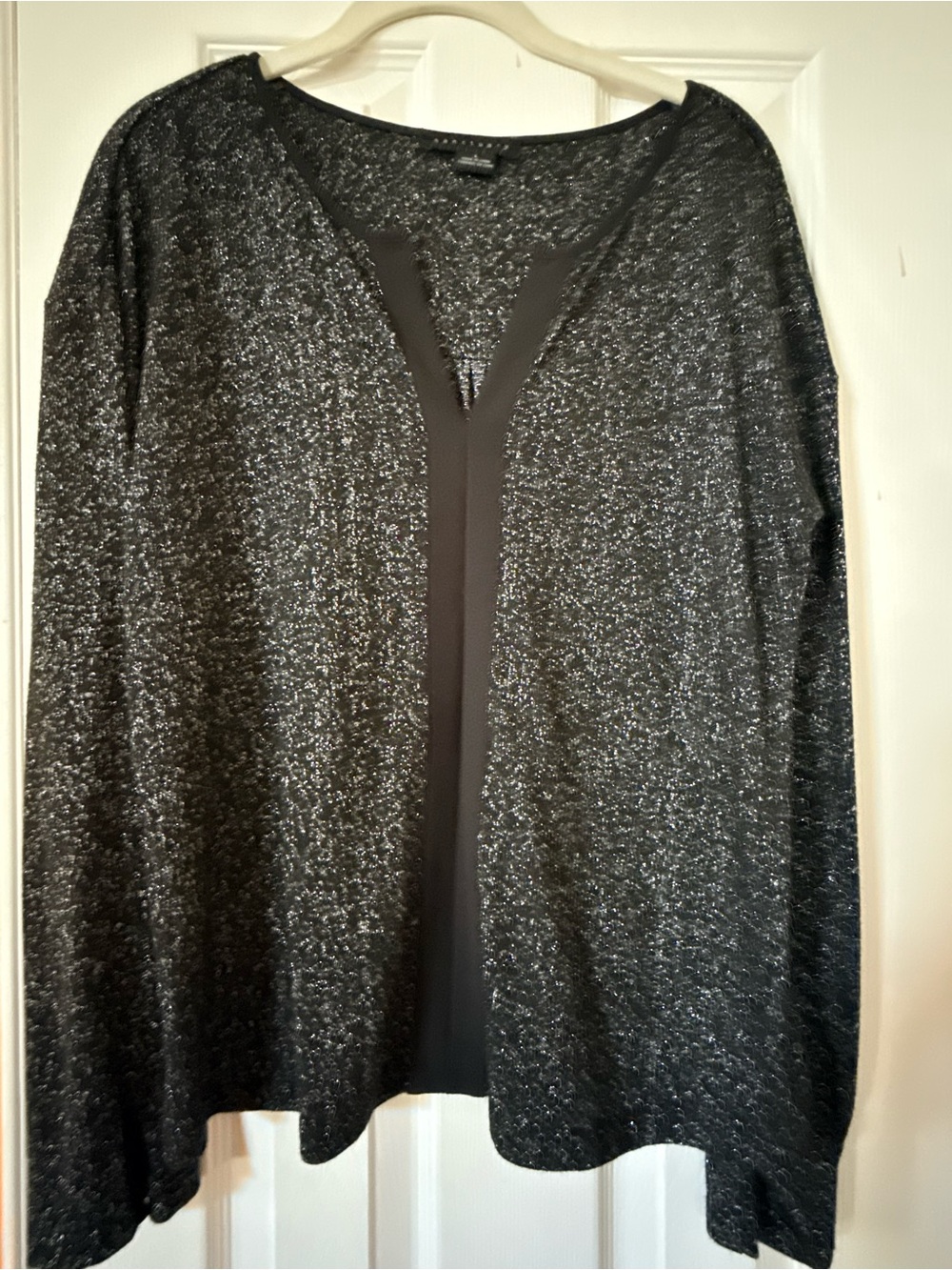 Sanctuary Black Metallic Open V-Neck Cardigan